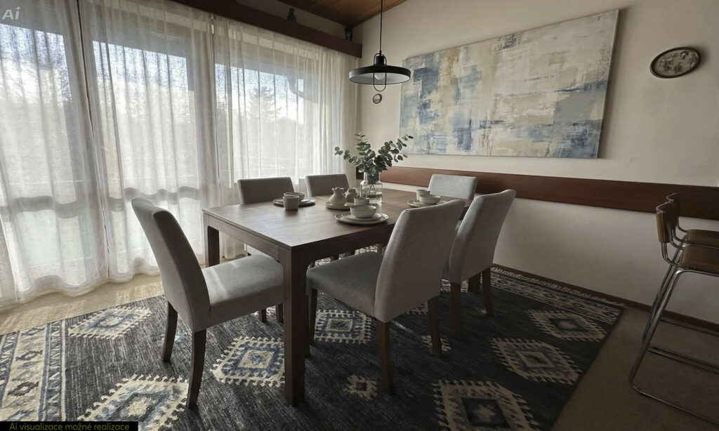 Vila Úvaly - jídelna - Ai visualizace možné realizace